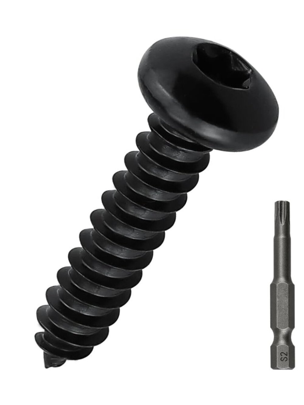 50pcs #12 x 3/4" Black 304 SS Torx Pan Head Sheet Metal Screws w/Bit | Includes